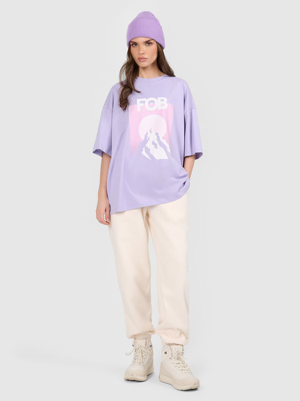 T-shirt loose z nadrukiem damski
