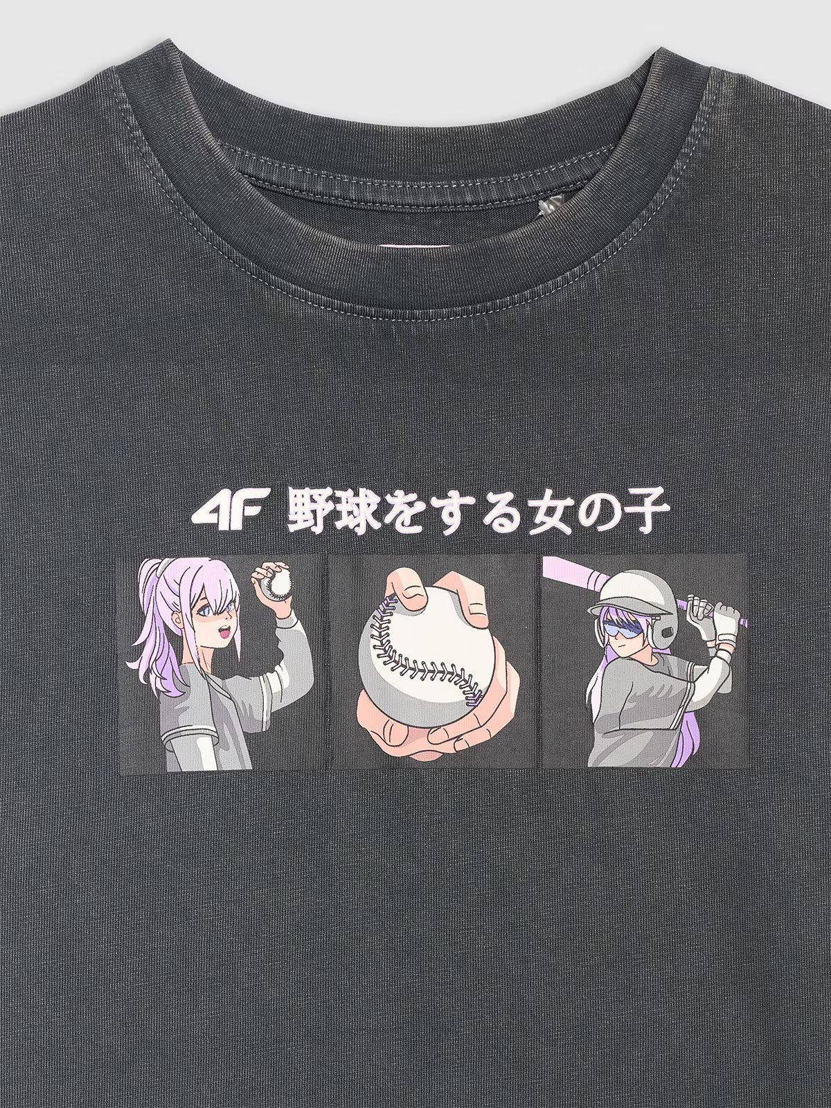 T-shirt oversize z nadrukiem dziewczęcy
