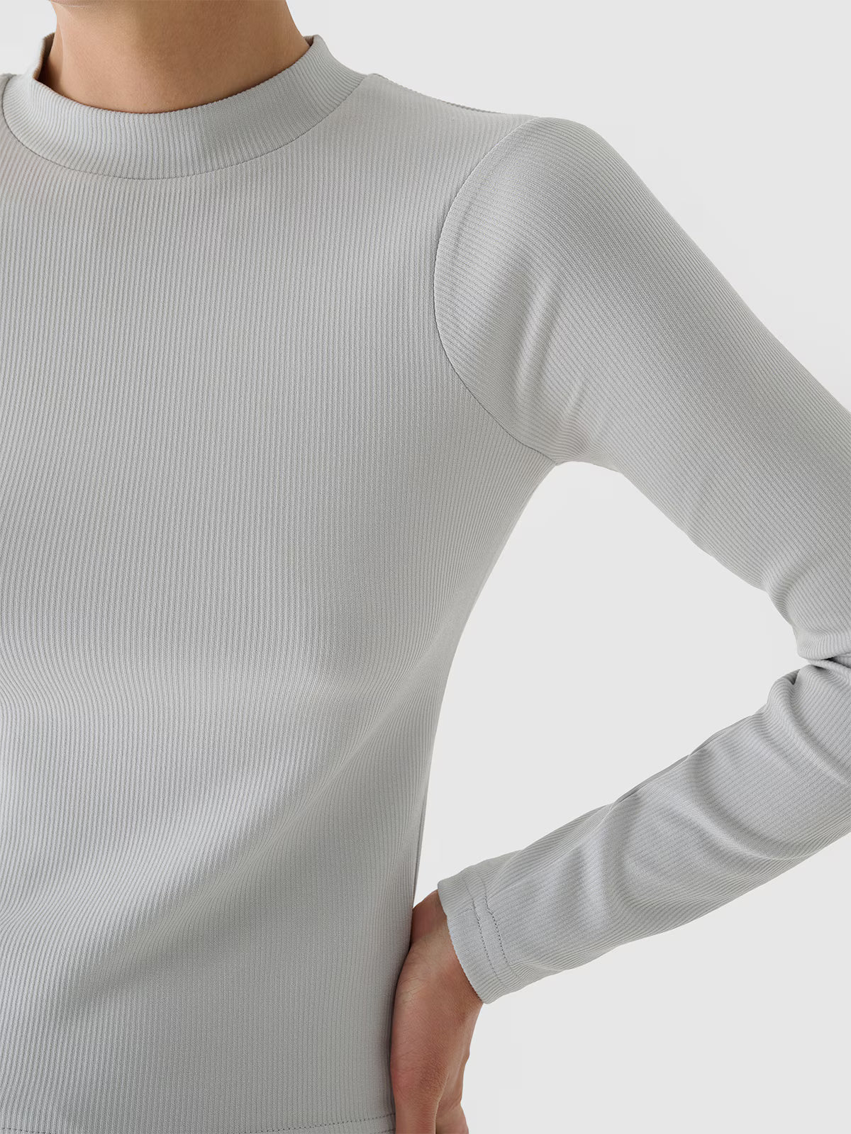Longsleeve slim z prążkowanej dzianiny z modalem damski