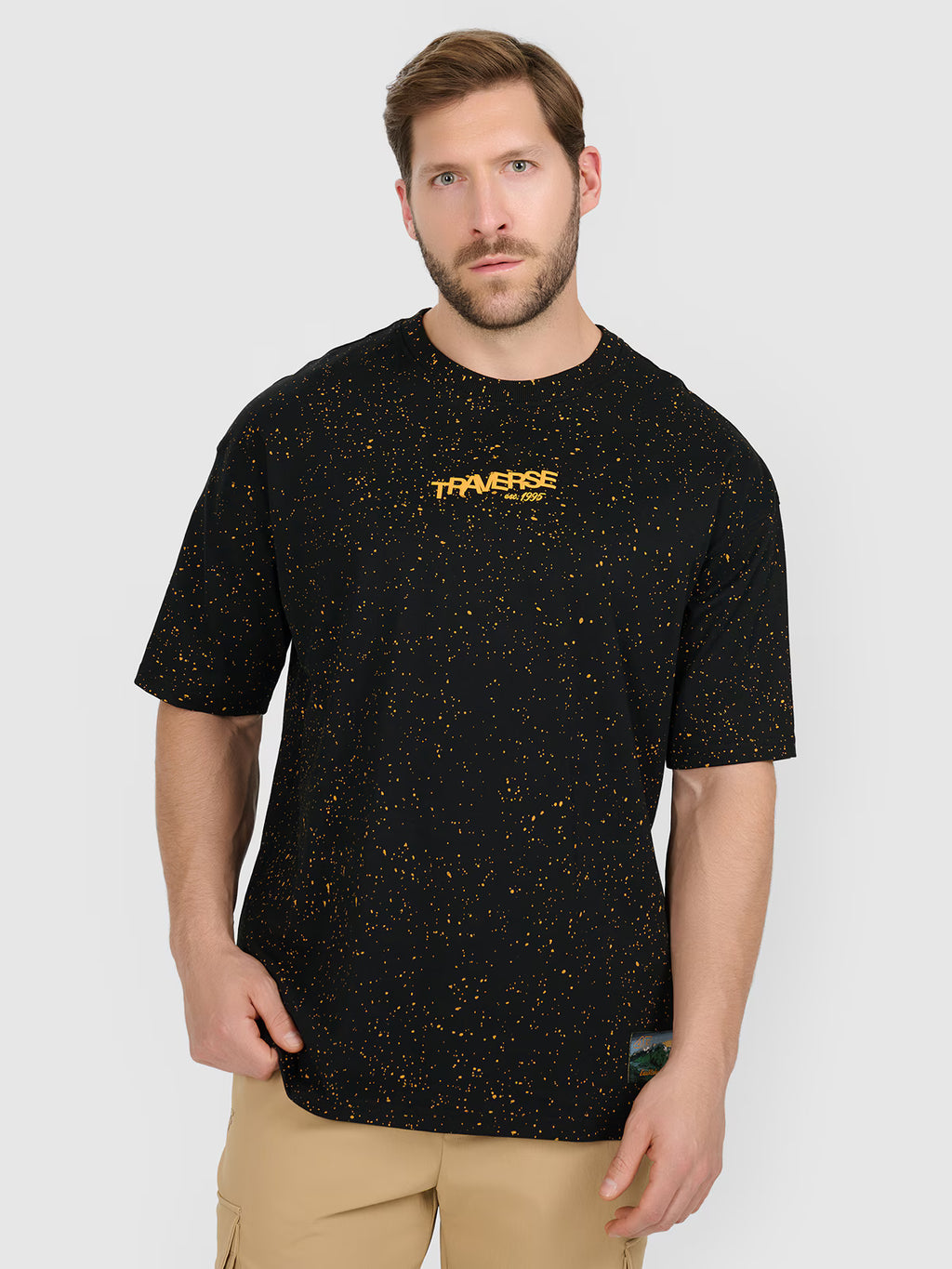 T-shirt oversize z nadrukiem męski