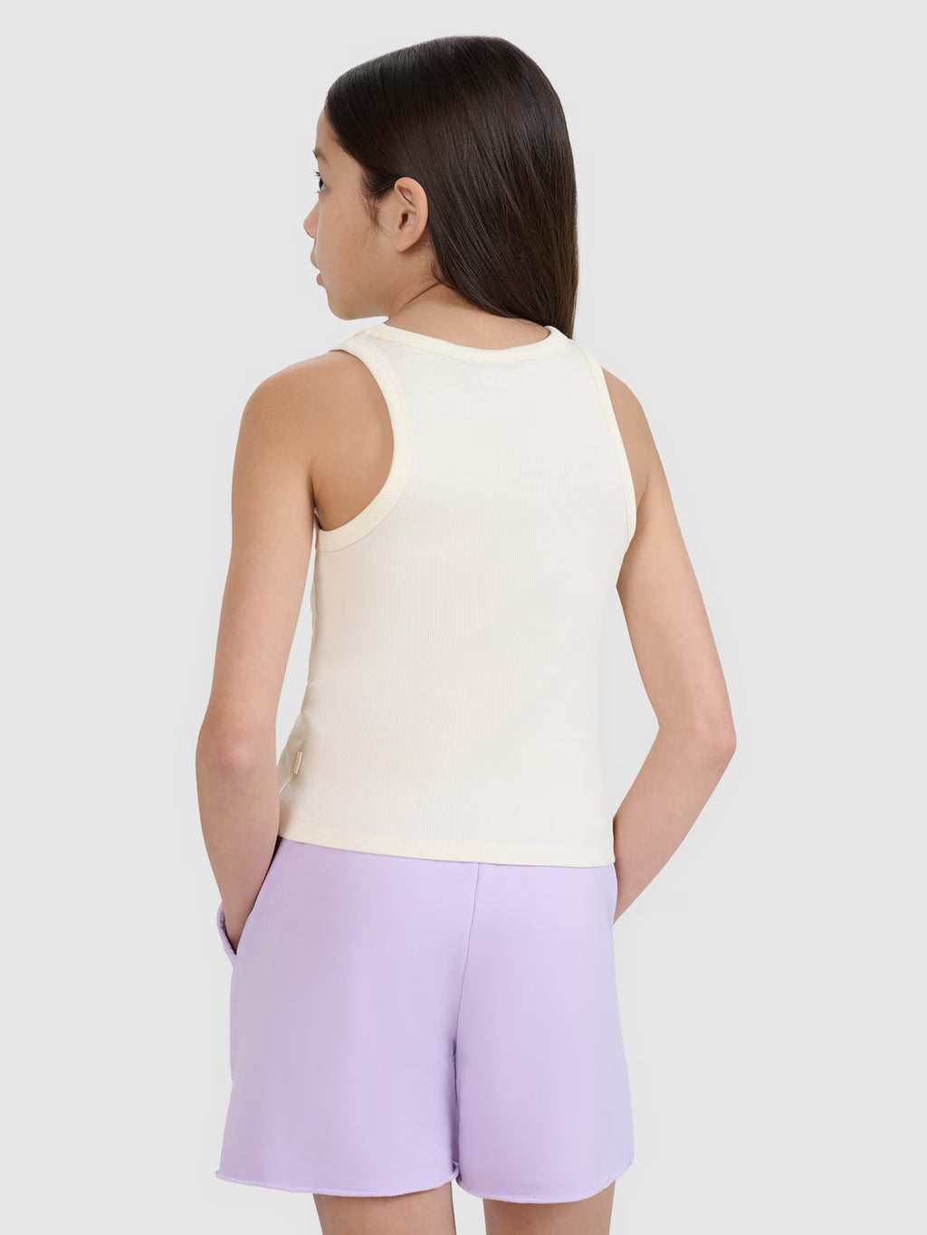 Crop top slim z prążkowanej dzianiny dziewczęcy