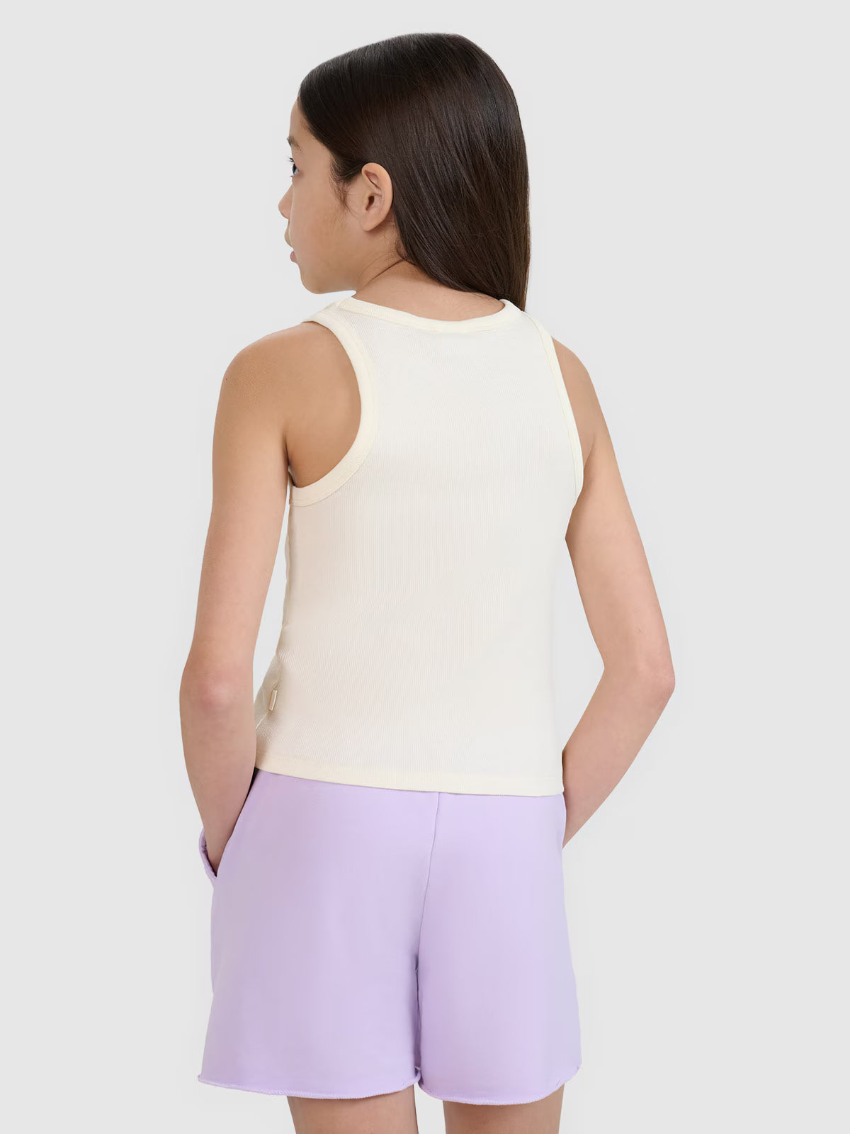 Crop top slim z prążkowanej dzianiny dziewczęcy