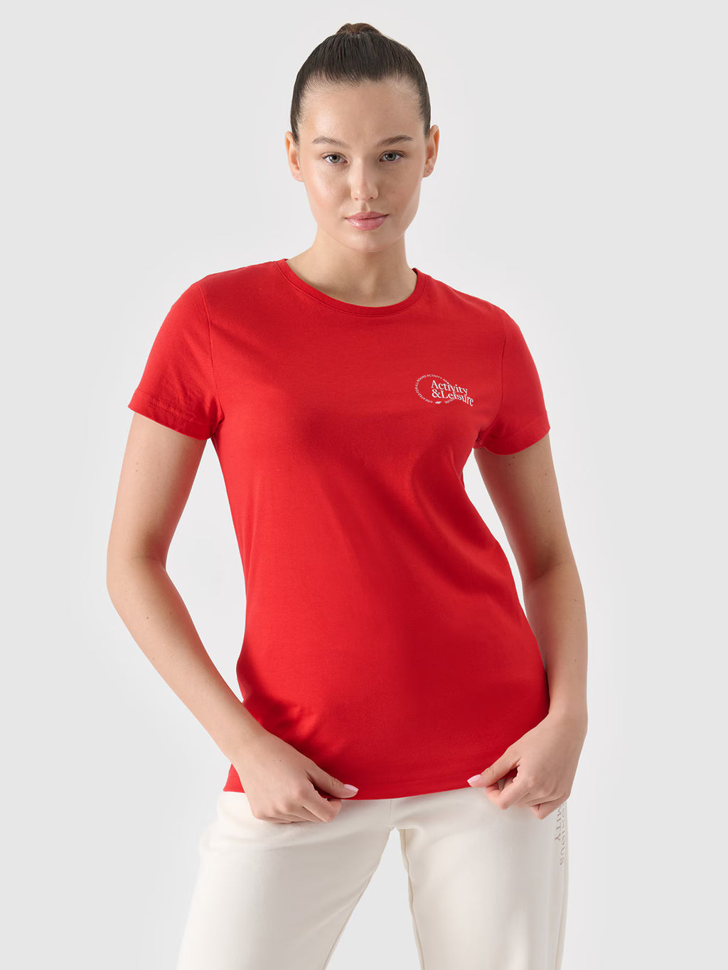 T-shirt slim z nadrukiem damski