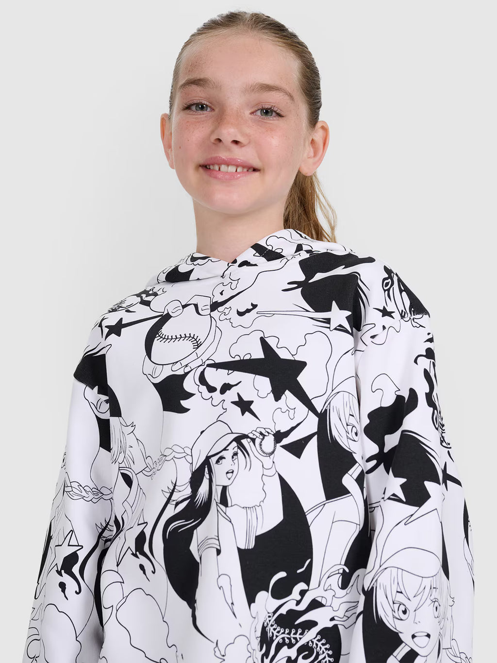 Bluza dresowa nierozpinana z kapturem dziewczęca