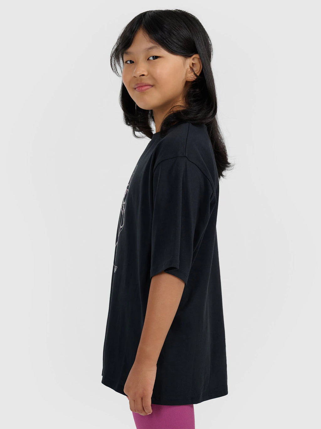 T-shirt oversize z nadrukiem dziewczęcy