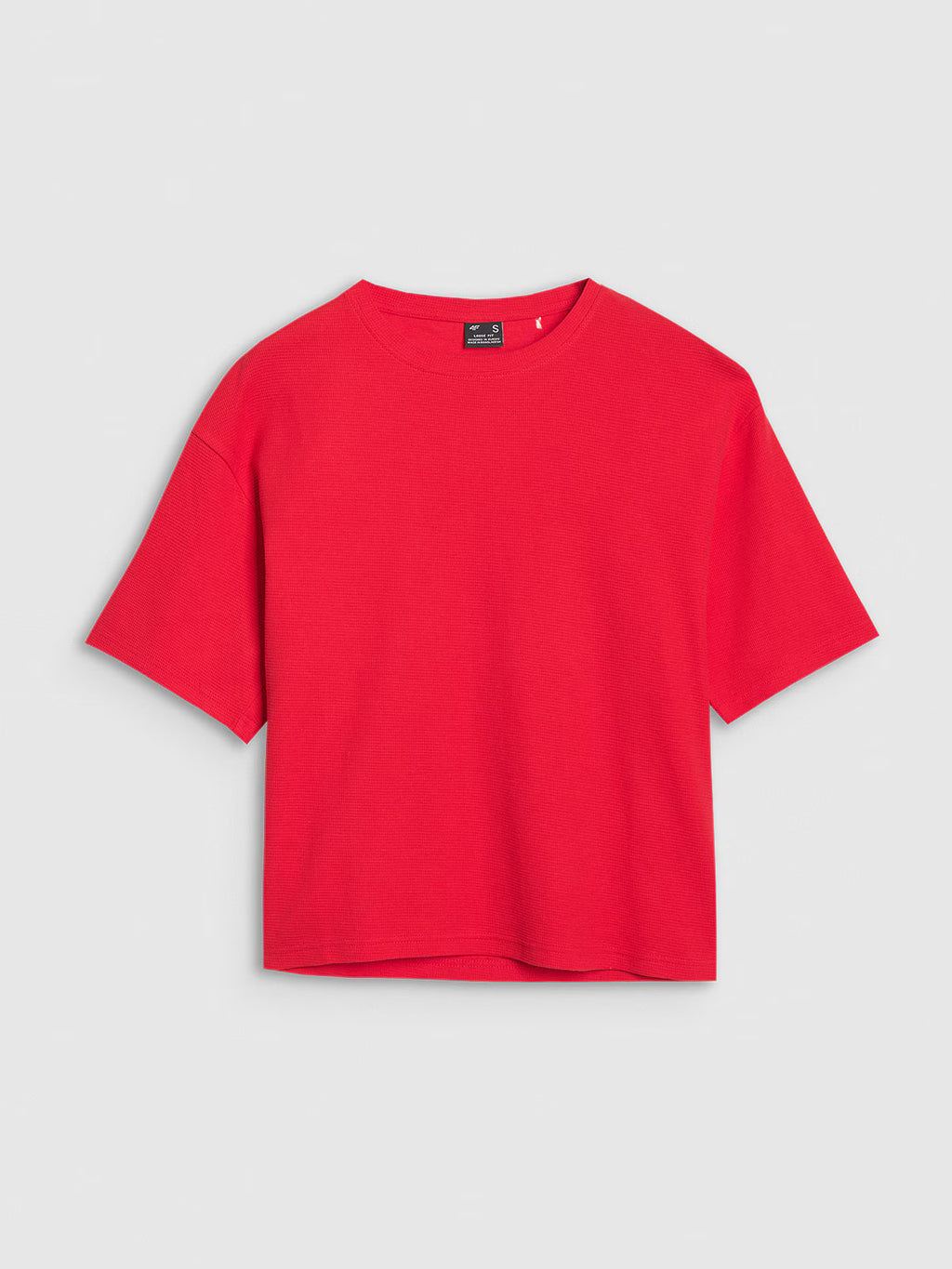 T-shirt regular z waflowej dzianiny damski