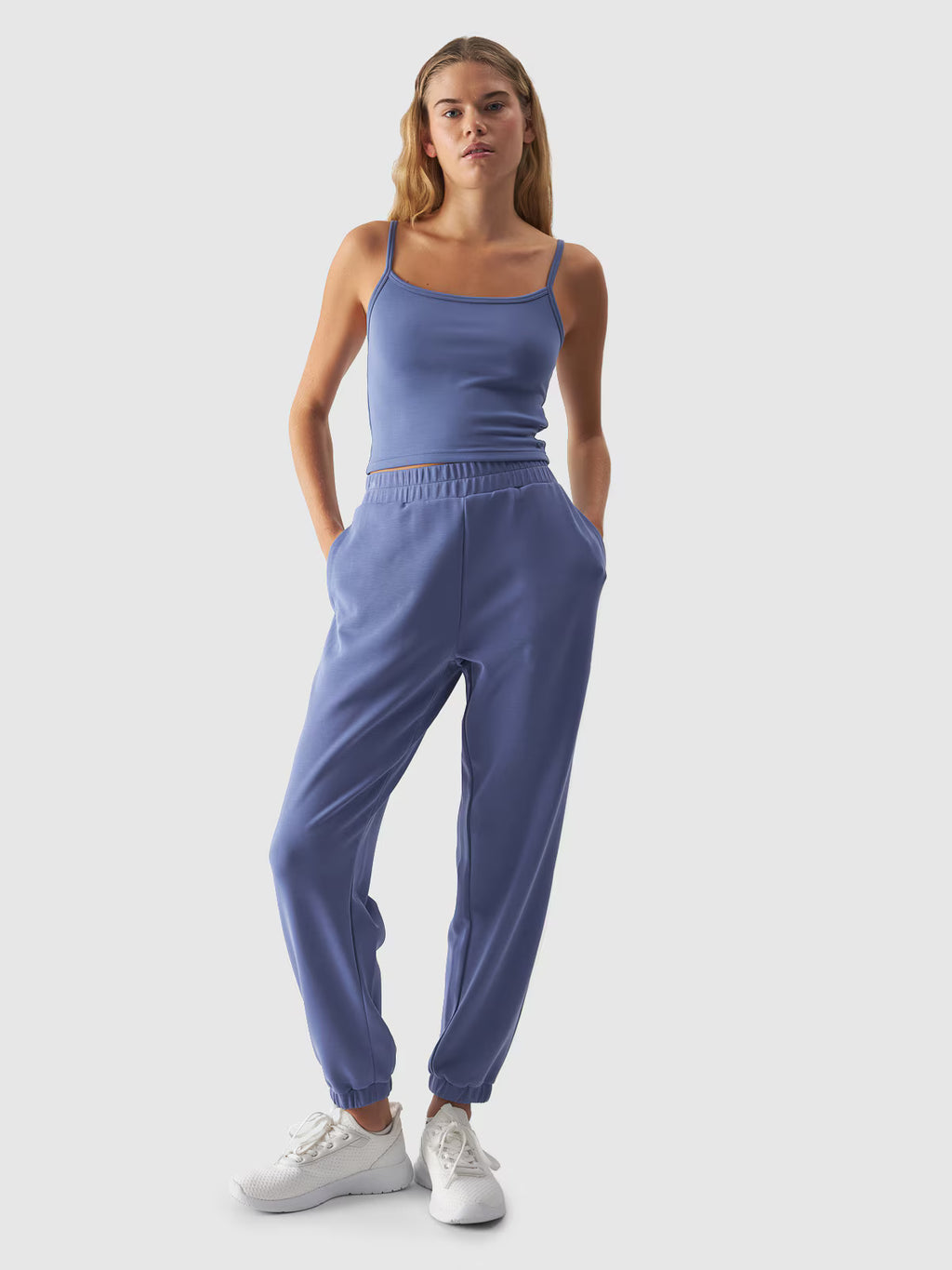 Crop-top slim gładki z modalem damski