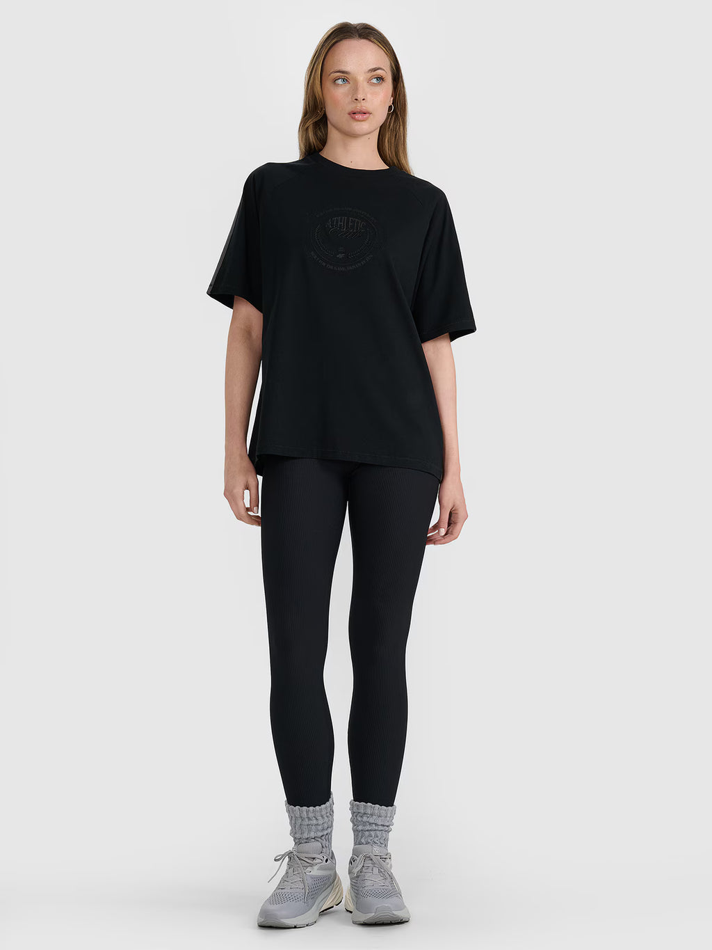 T-shirt oversize z nadrukiem damski
