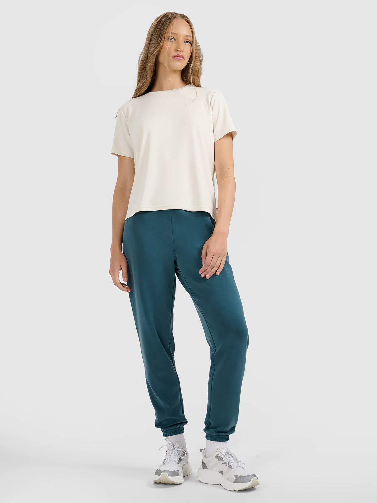 T-shirt z prążkowanej dzianiny z modalem damski