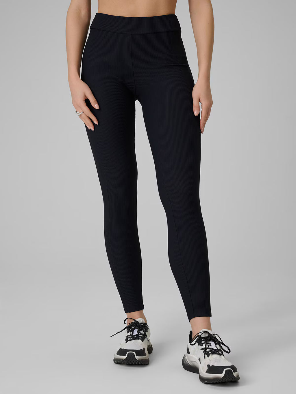 Legginsy dzianinowe prążkowane damskie