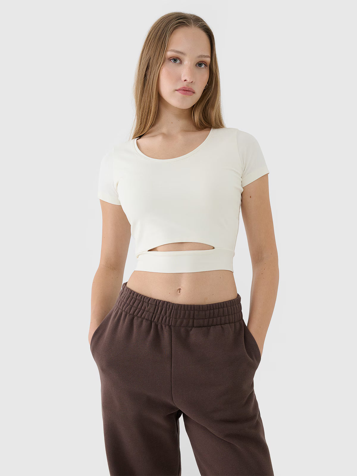 T-shirt crop top gładki damski