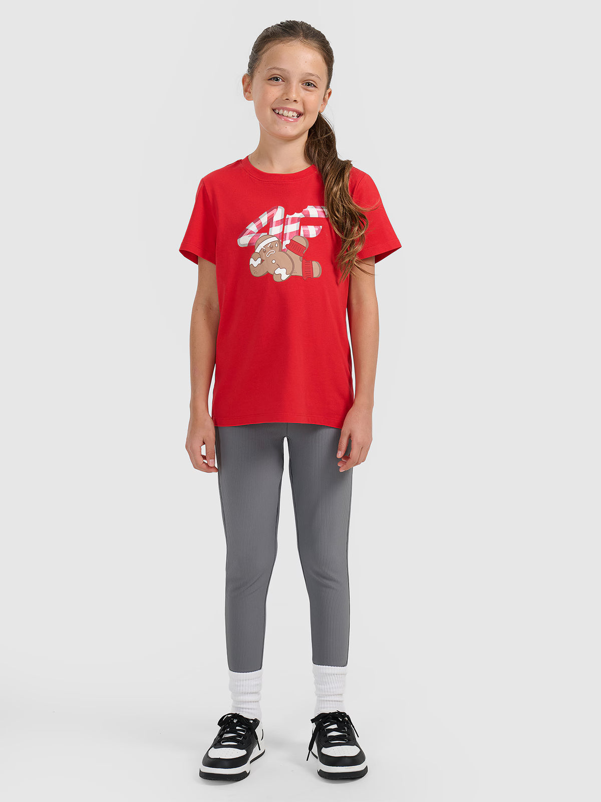 T-shirt regular z nadrukiem świątecznym dziewczęcy