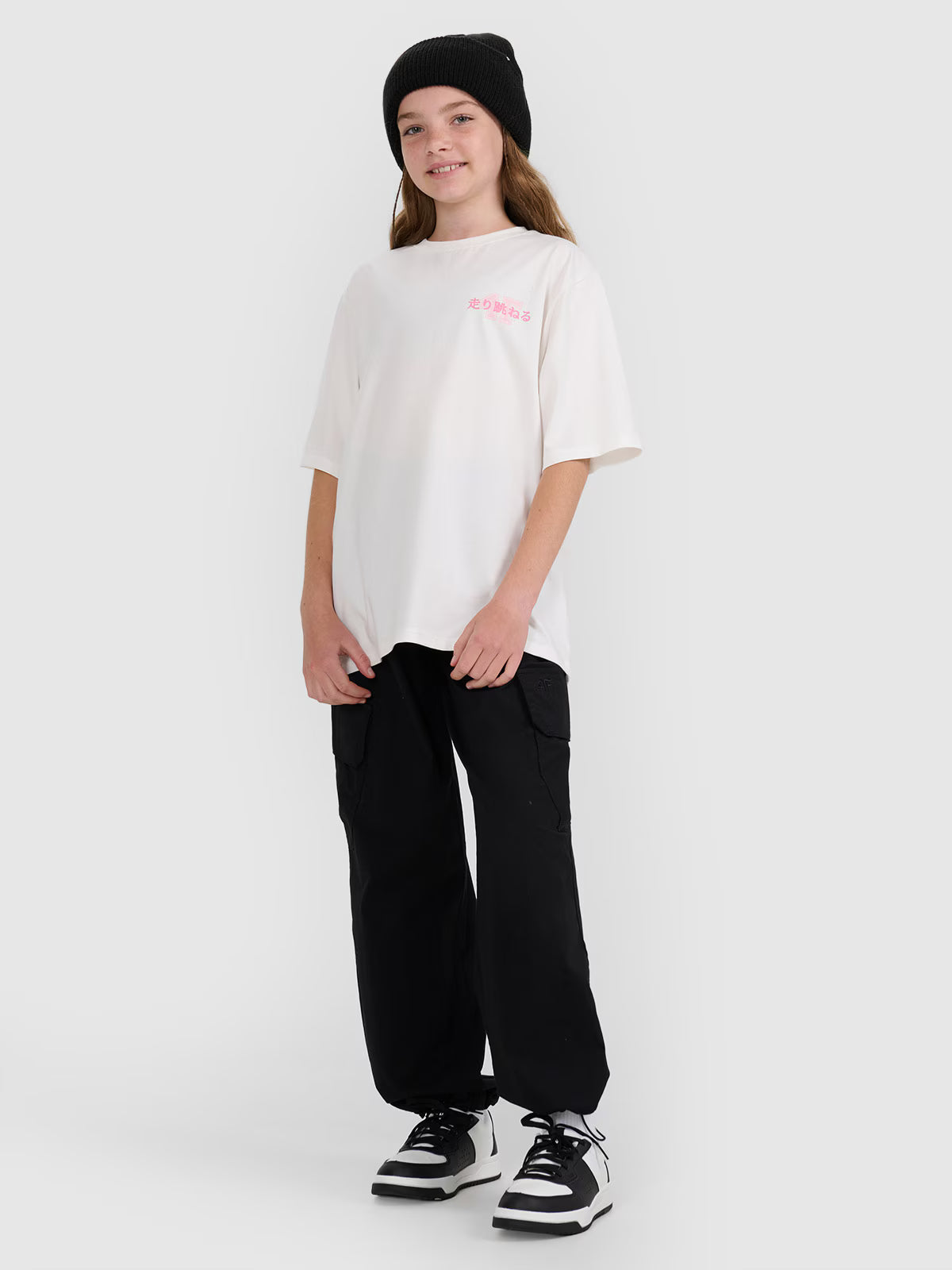 T-shirt oversize z nadrukiem dziewczęcy