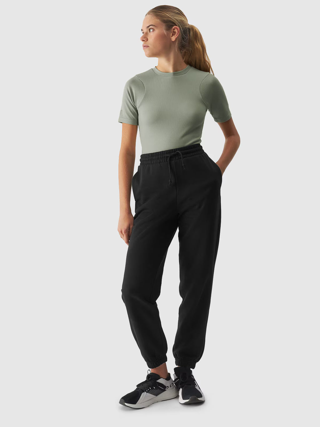 T-shirt slim crop-top gładki damski