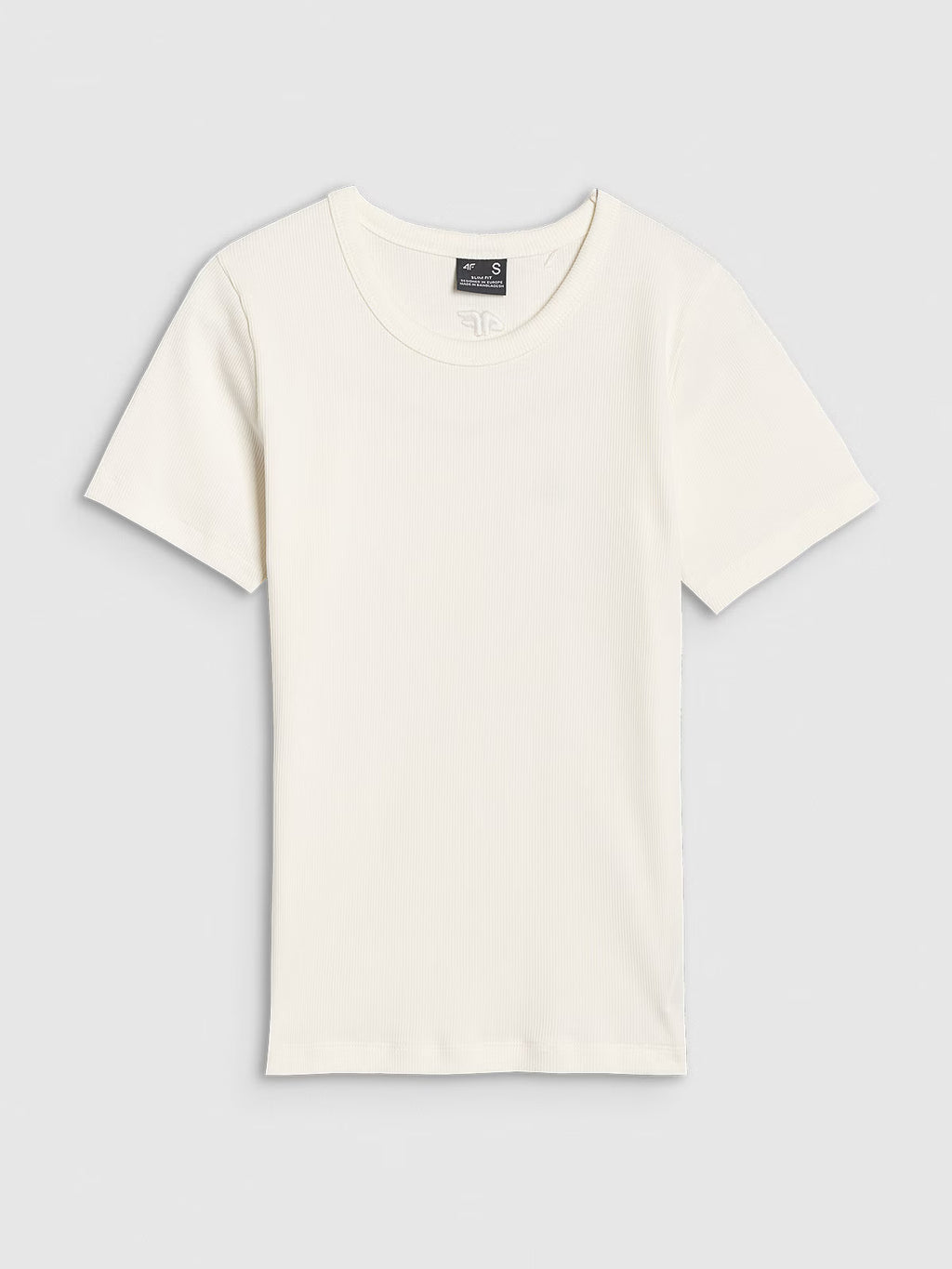 T-shirt slim z prążkowanej dzianiny damski