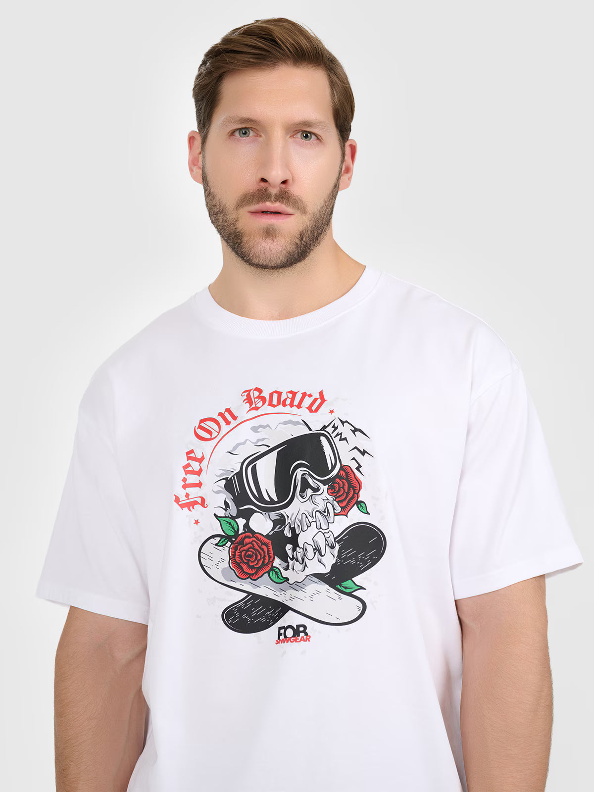 T-shirt loose z nadrukiem męski