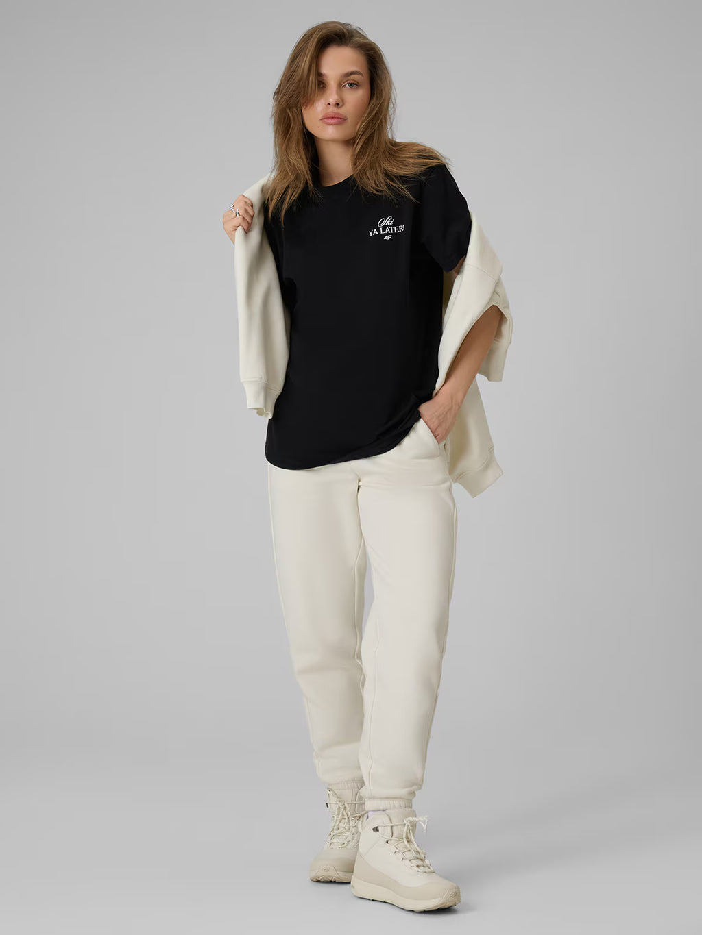 T-shirt loose z nadrukiem damski
