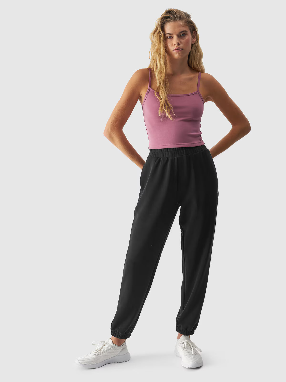 Crop-top slim gładki z modalem damski
