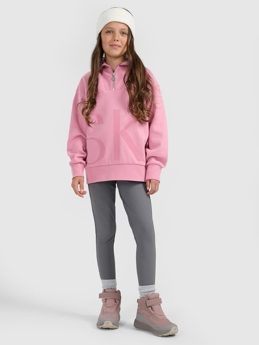 Bluza dresowa loose nierozpinana bez kaptura dziewczęca