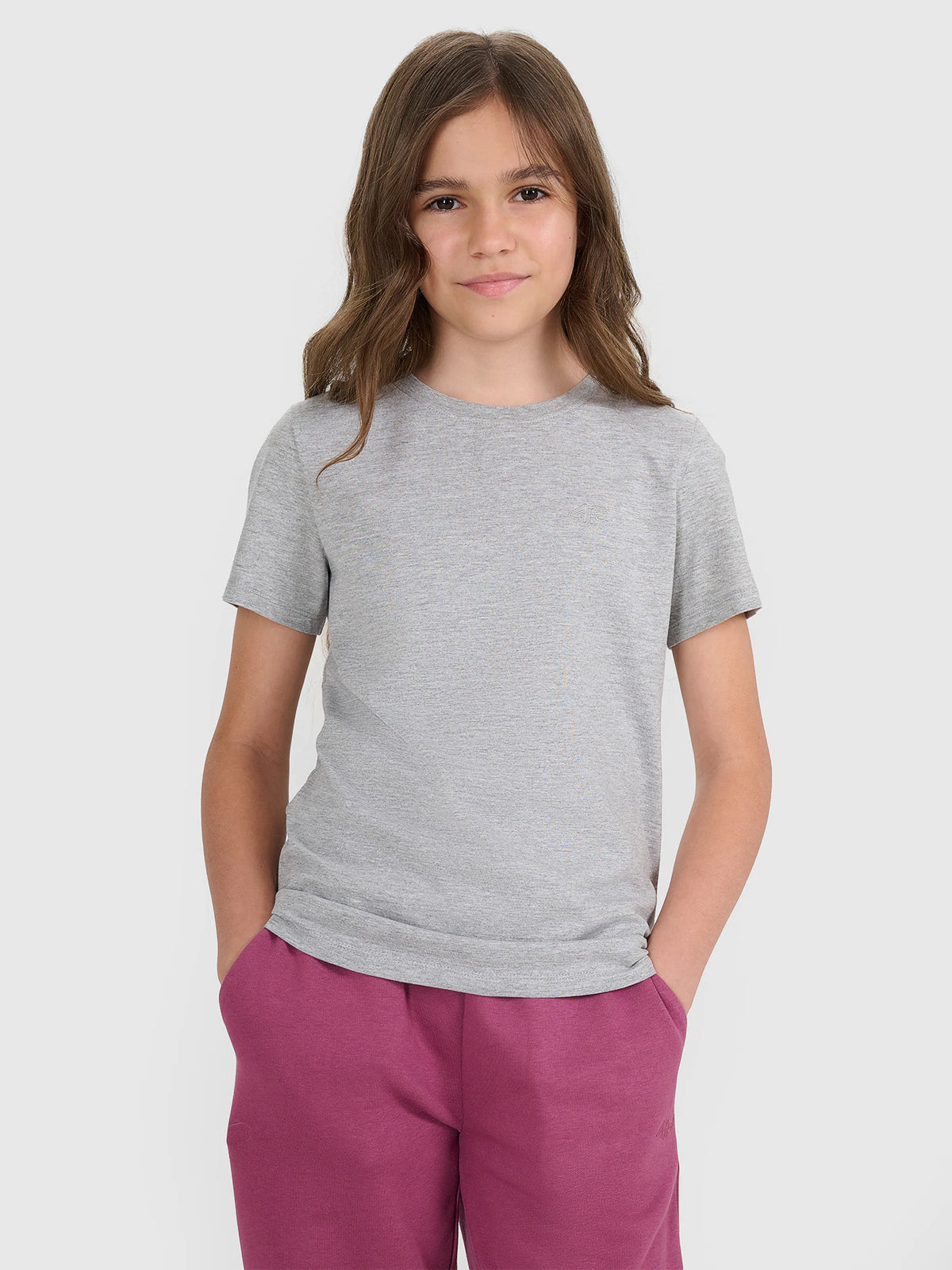 T-shirt regular gładki dziewczęcy