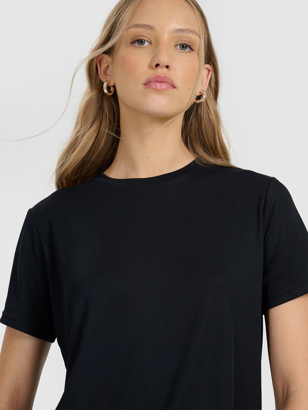 T-shirt z prążkowanej dzianiny z modalem damski