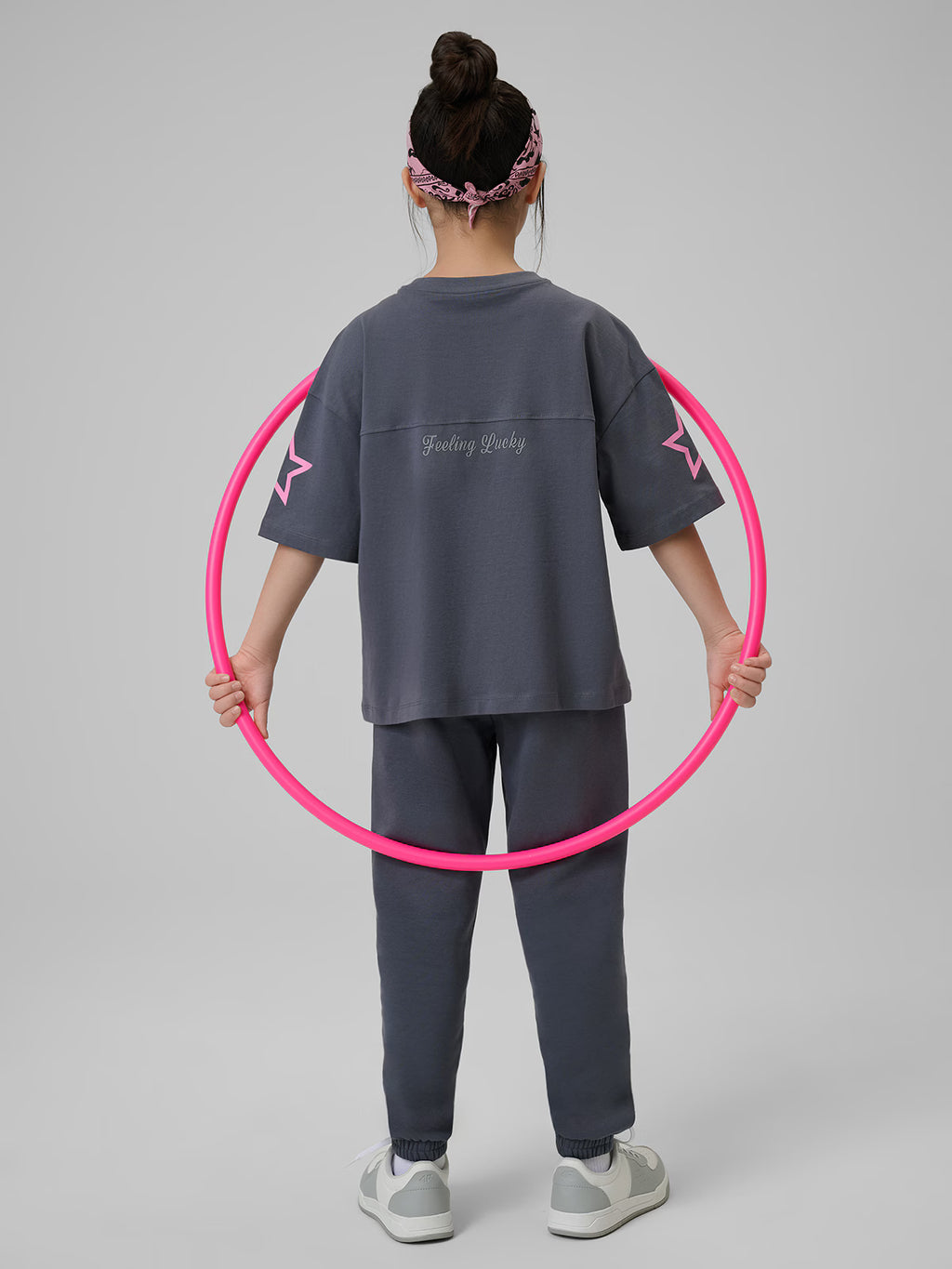 T-shirt loose z nadrukiem dziewczęcy