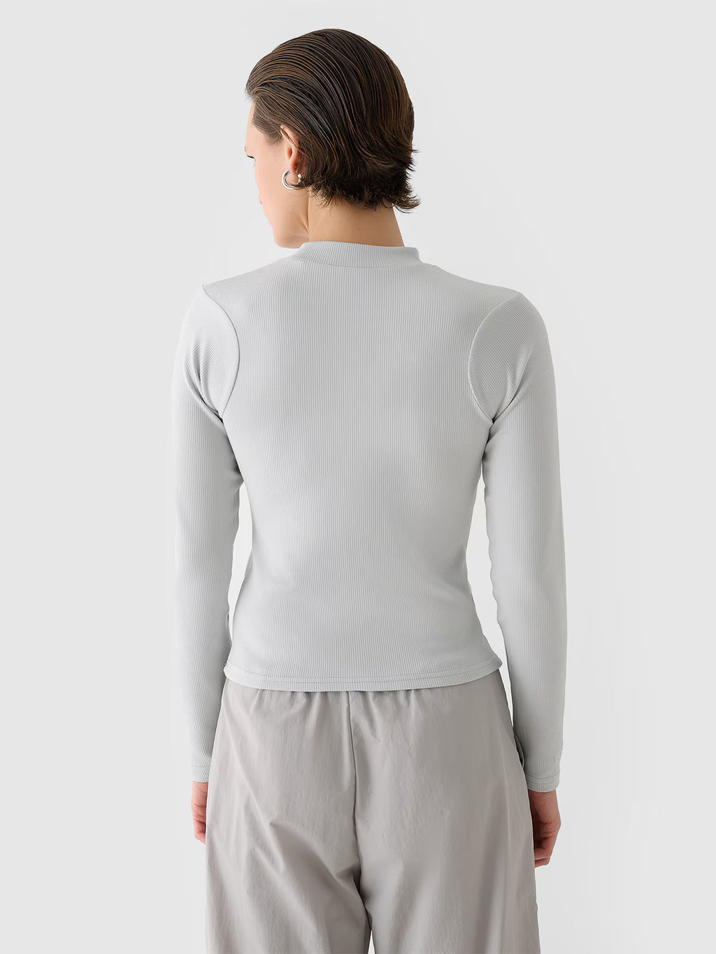 Longsleeve slim z prążkowanej dzianiny z modalem damski