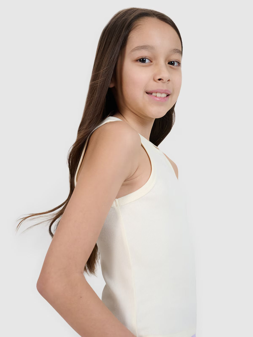 Crop top slim z prążkowanej dzianiny dziewczęcy