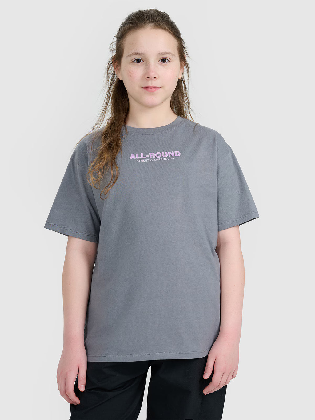 T-shirt oversize z nadrukiem dziewczęcy