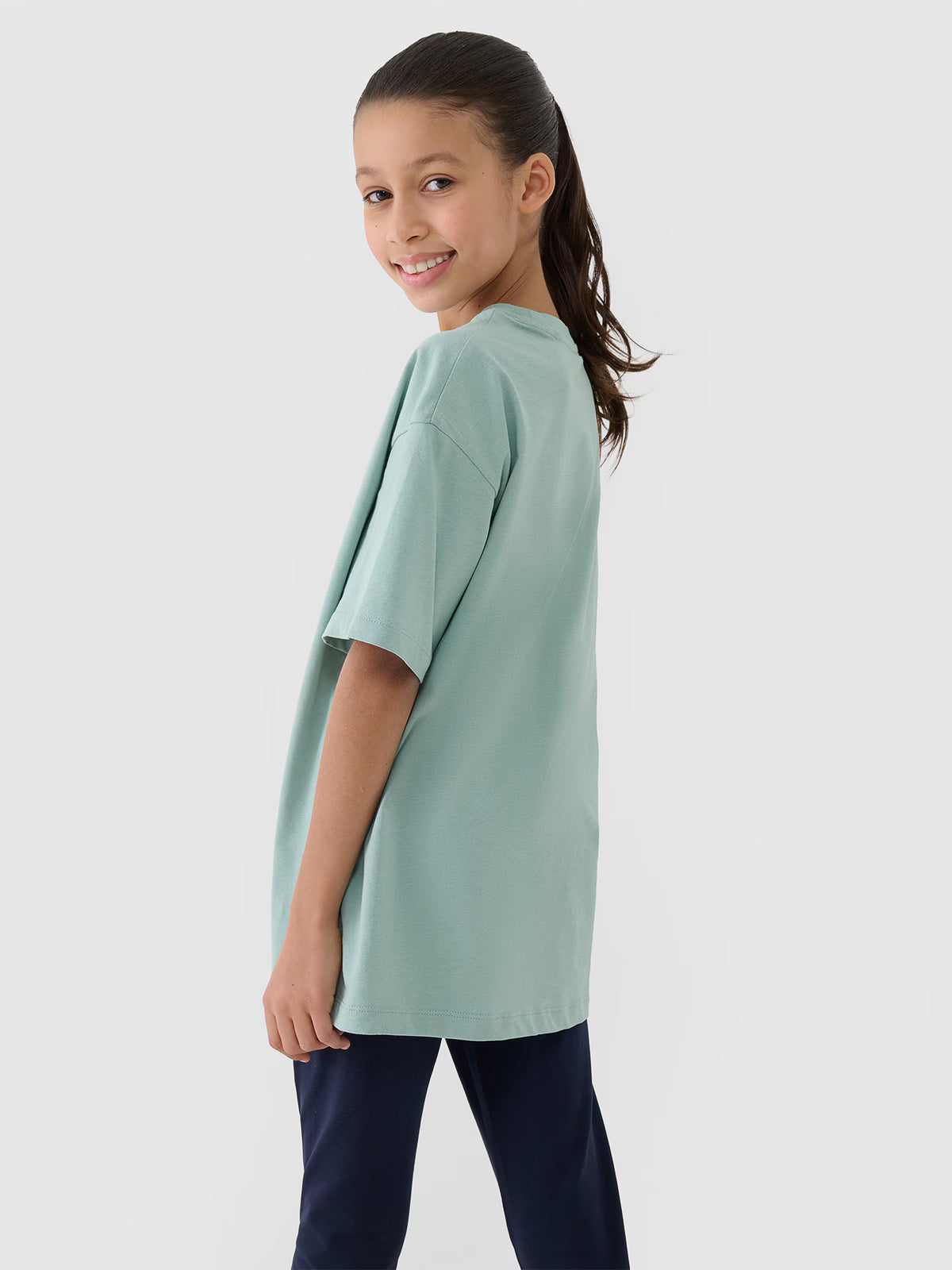 T-shirt oversize gładki dziewczęcy