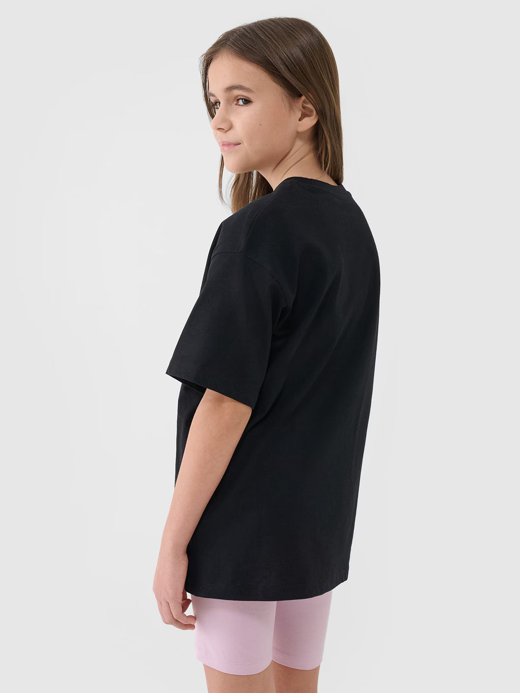 T-shirt oversize gładki dziewczęcy