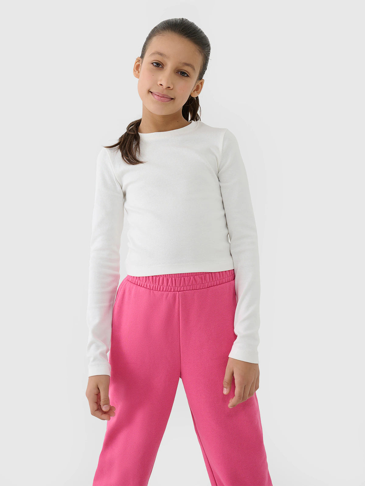 Longsleeve slim crop top gładki dziewczęcy