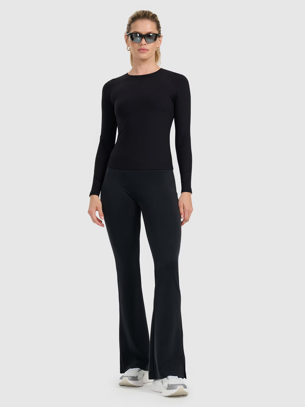 Longsleeve slim z prążkowanej dzianiny damski