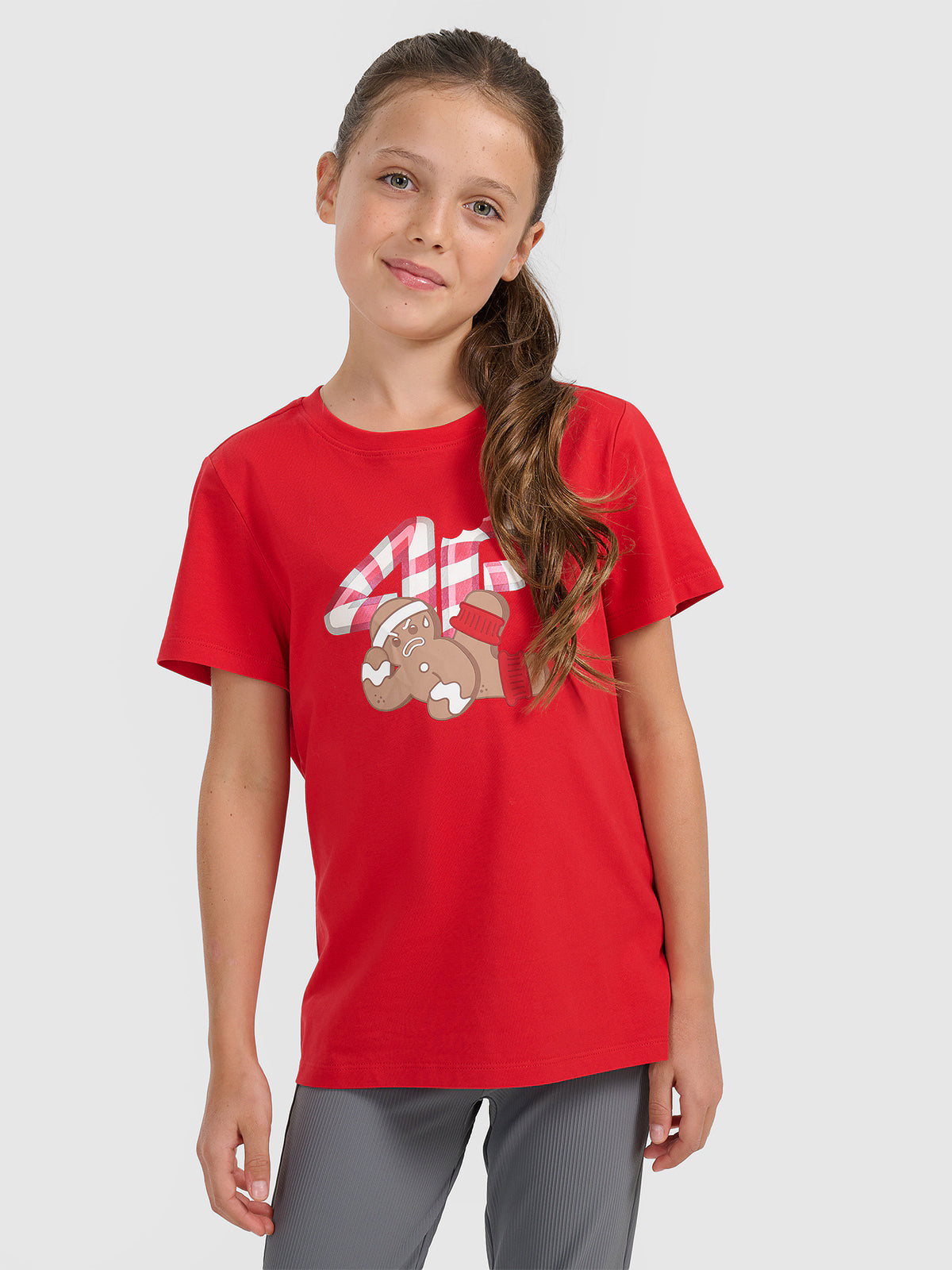 T-shirt regular z nadrukiem świątecznym dziewczęcy