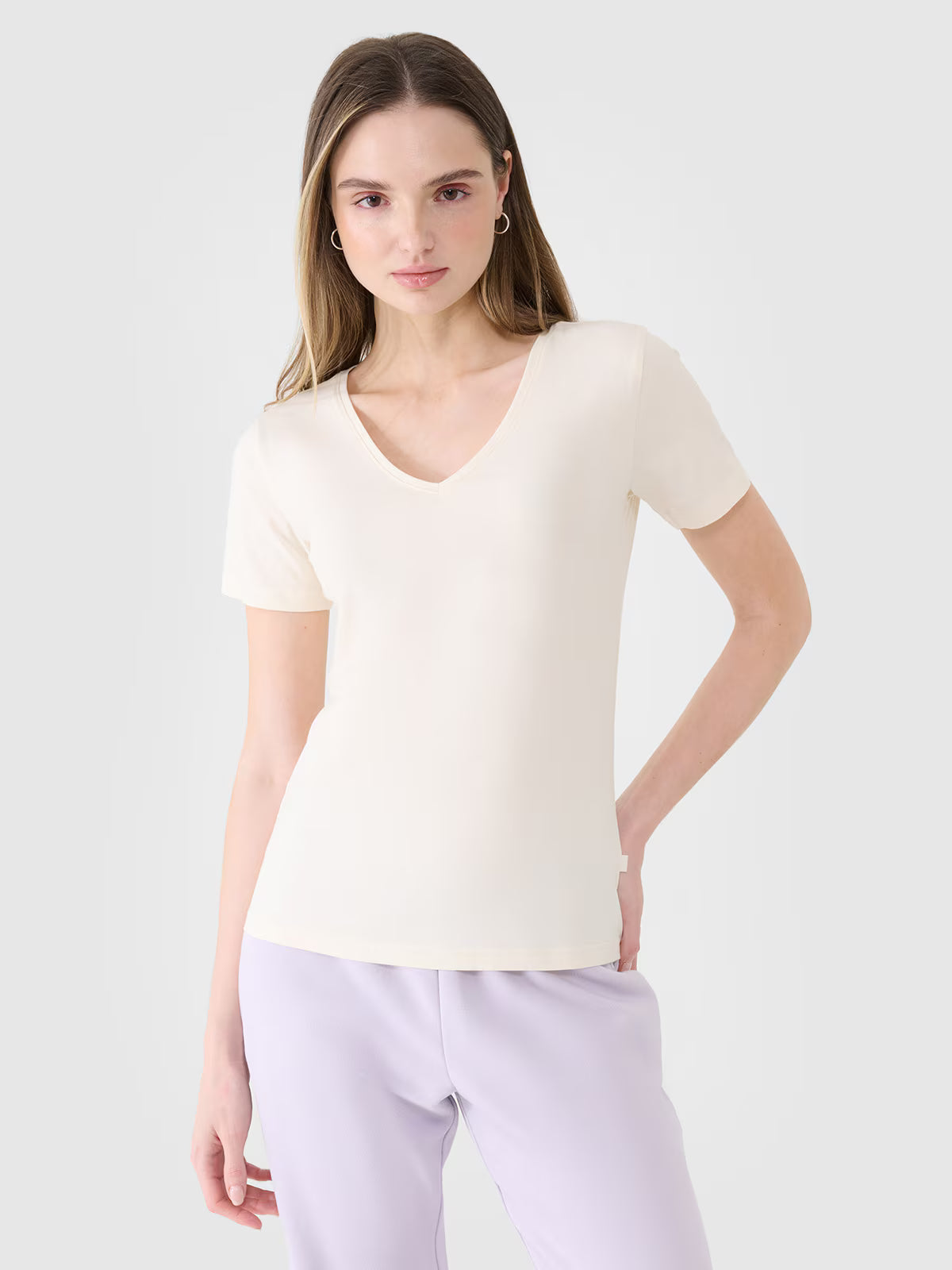 T-shirt slim gładki damski