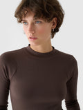 Longsleeve slim z prążkowanej dzianiny z modalem damski