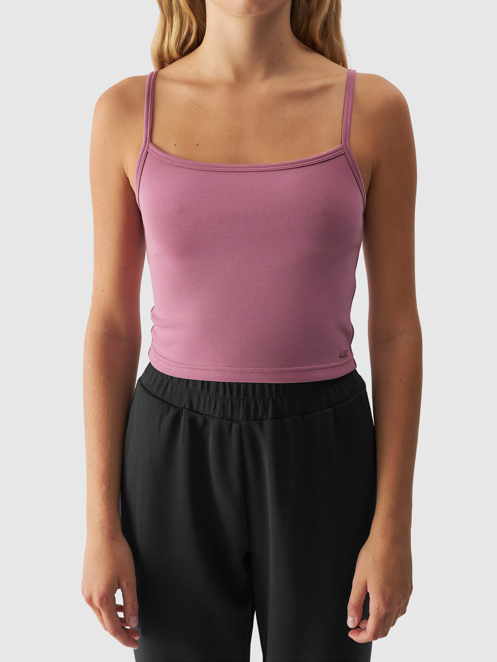 Crop-top slim gładki z modalem damski