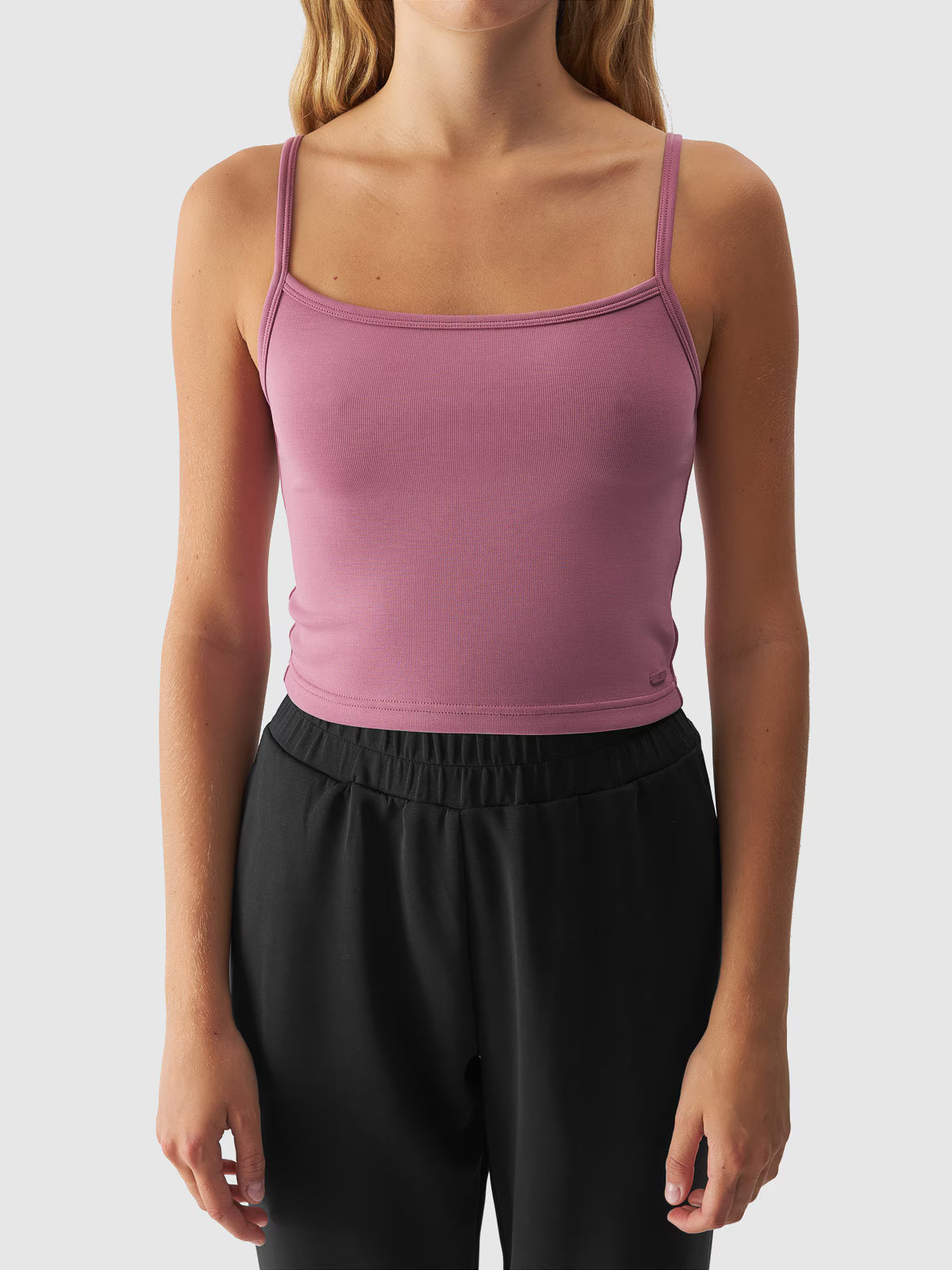 Crop-top slim gładki z modalem damski