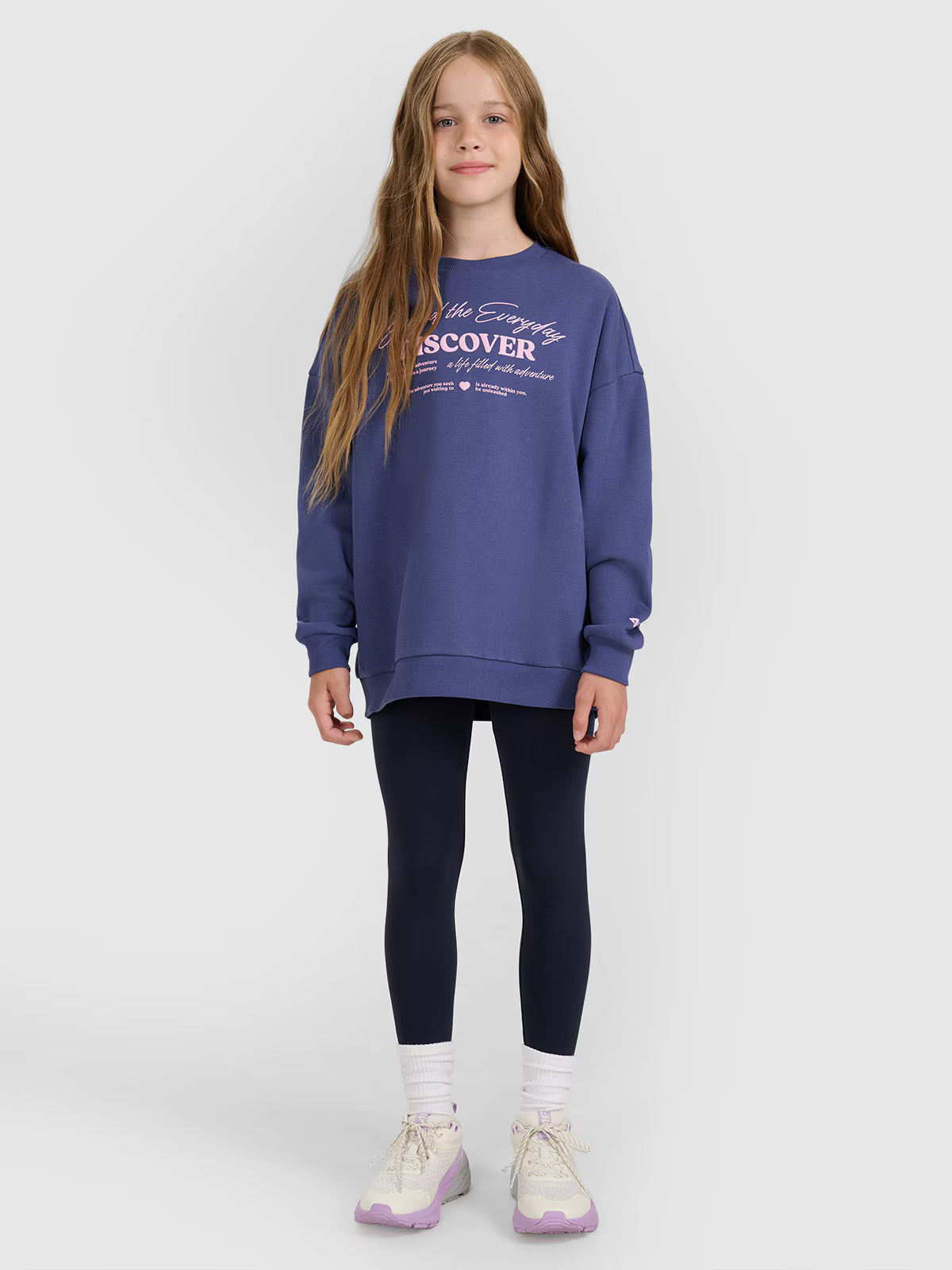 Bluza dresowa oversize nierozpinana bez kaptura dziewczęca