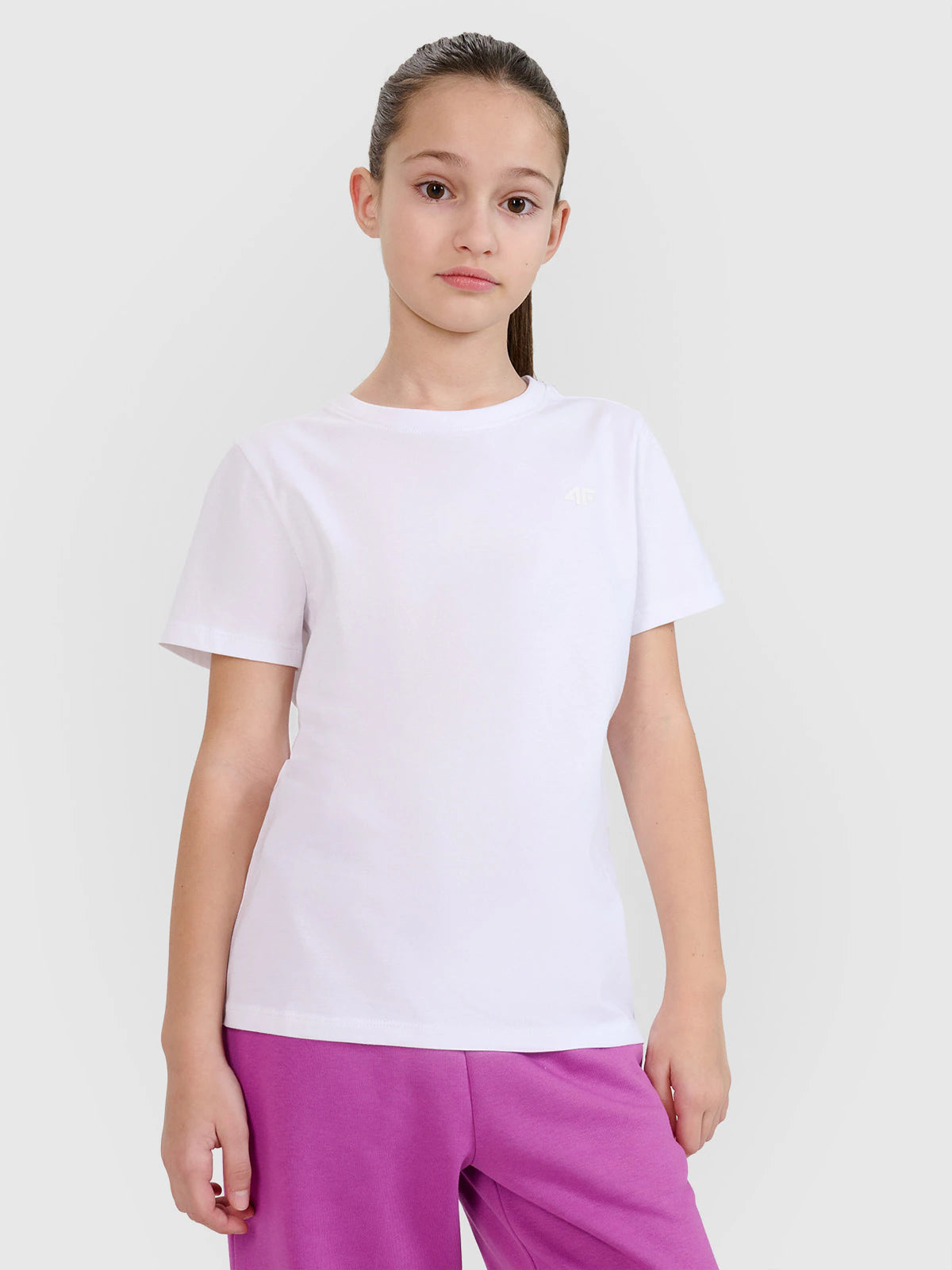 T-shirt regular gładki dziewczęcy