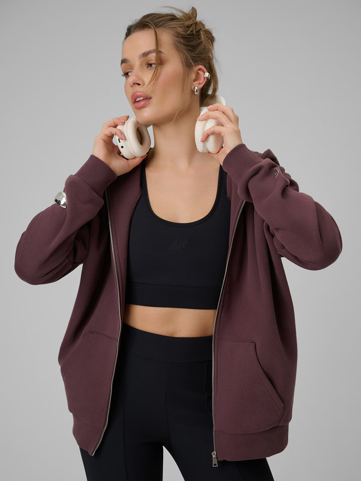 Bluza dresowa rozpinana z kapturem damska