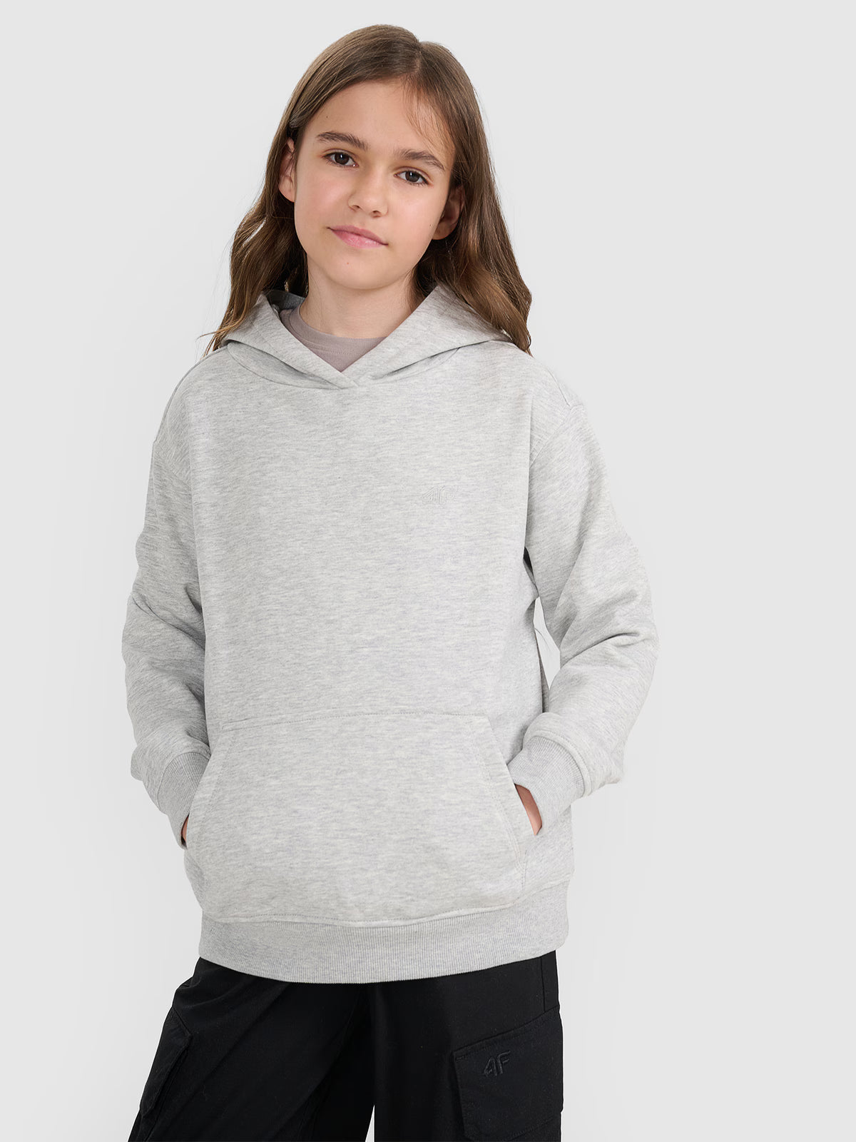 Bluza dresowa nierozpinana z kapturem dziewczęca