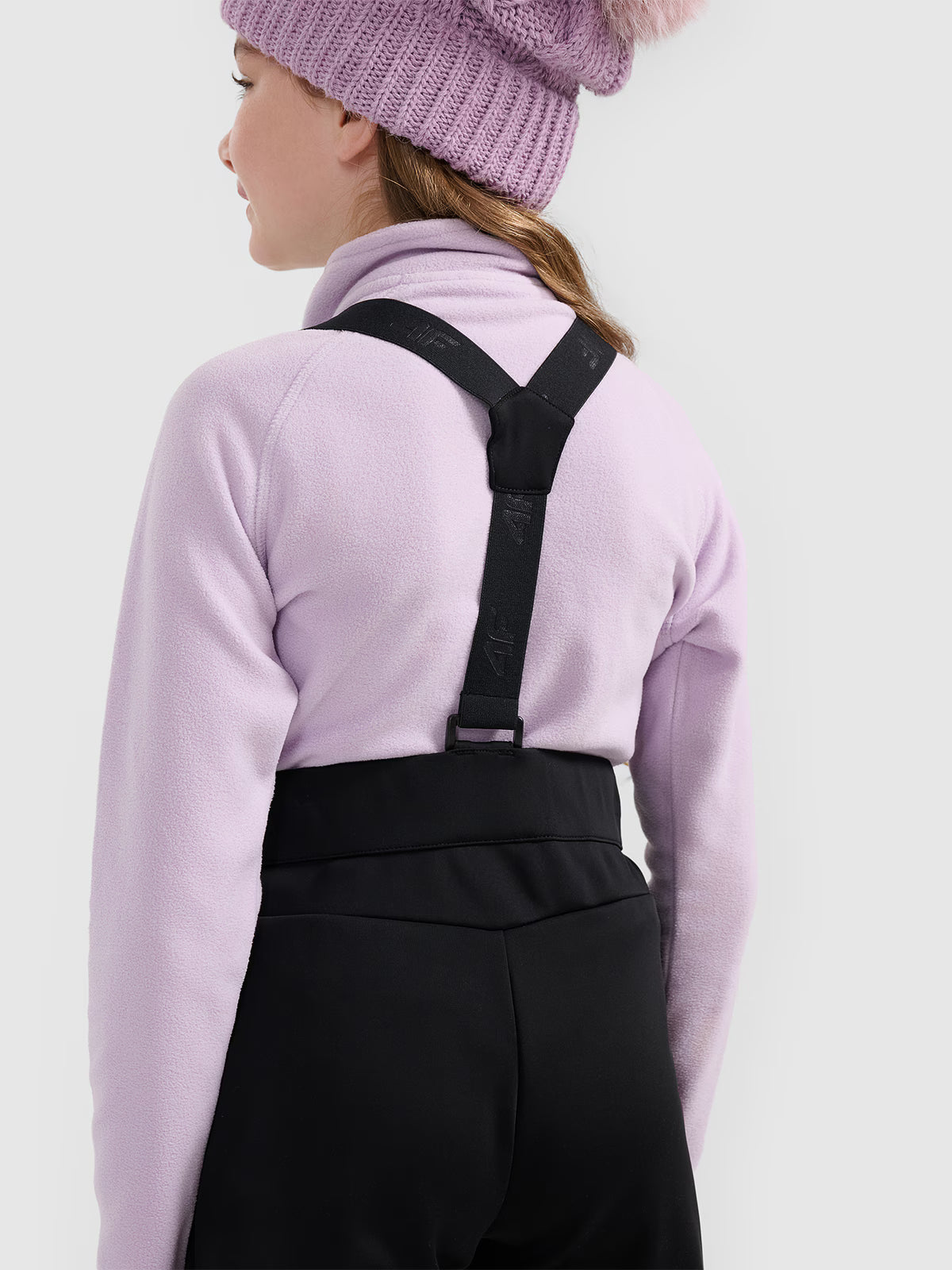 Spodnie narciarskie softshell z szelkami membrana 5000 dziewczęce