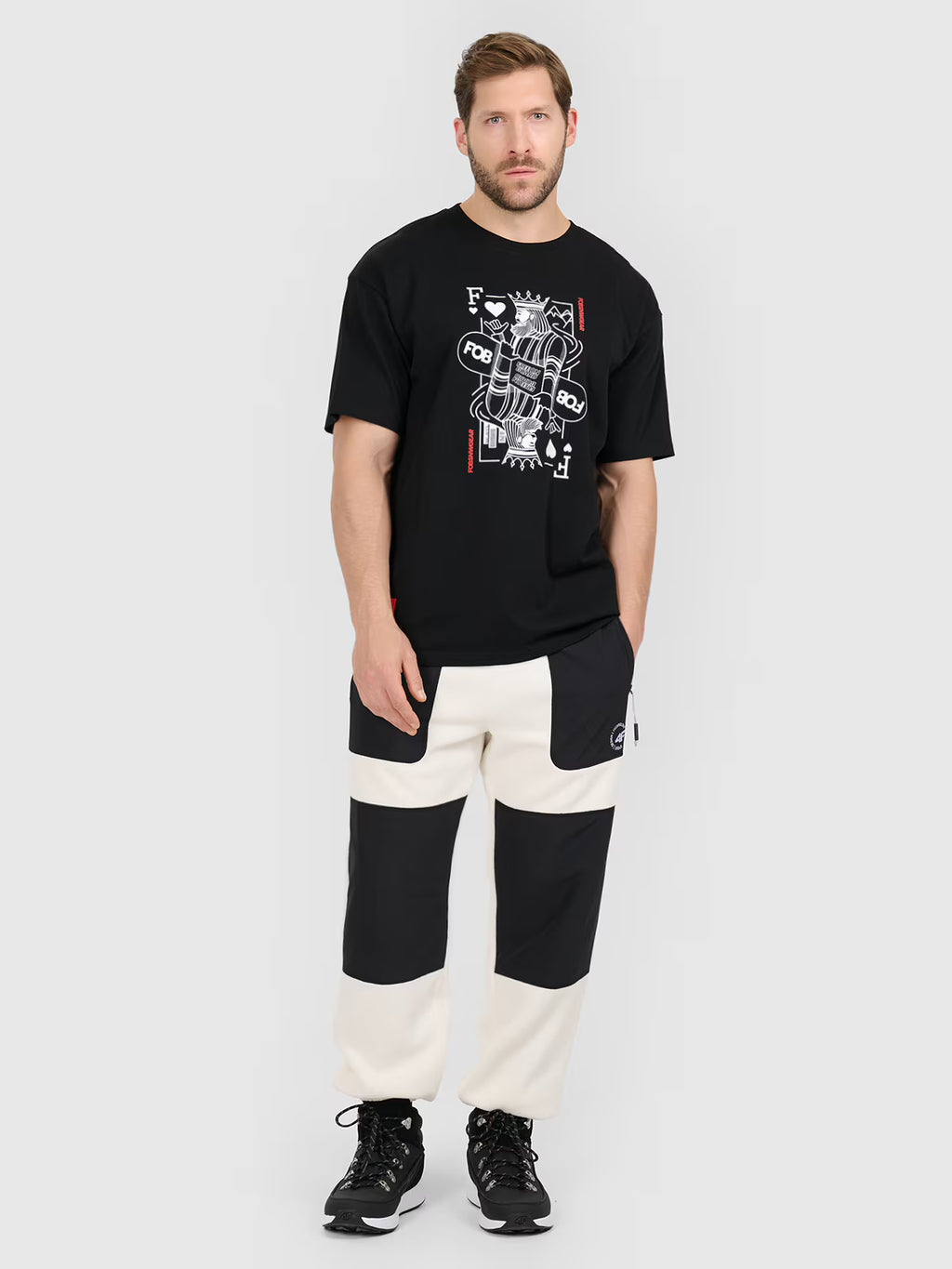 T-shirt loose z nadrukiem męski