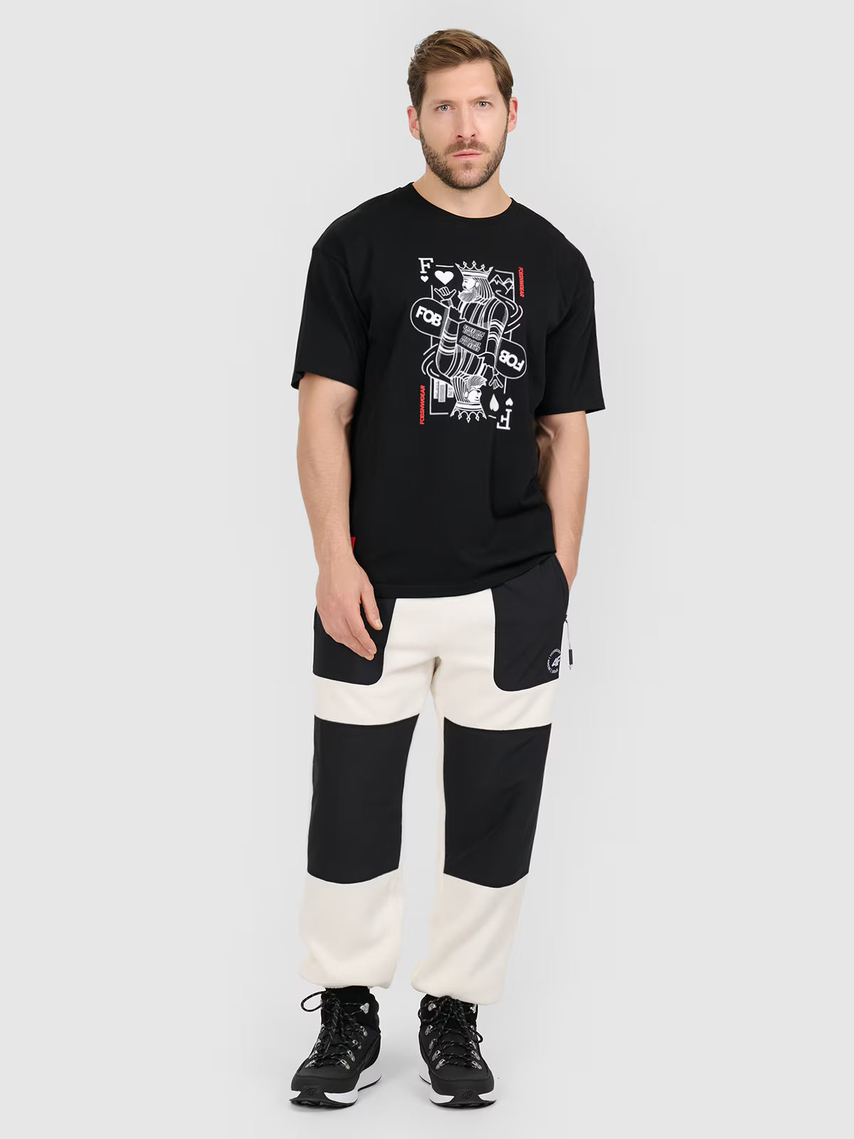 T-shirt loose z nadrukiem męski