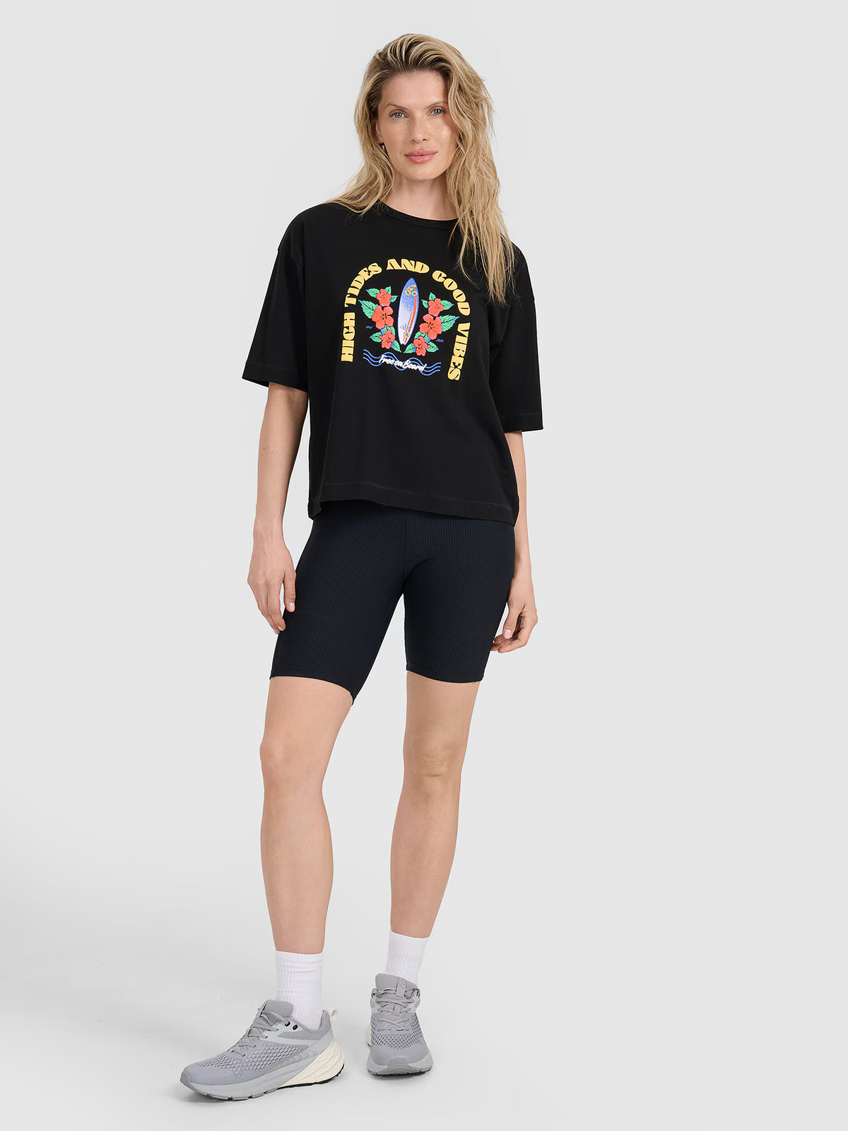 T-shirt oversize z nadrukiem damski