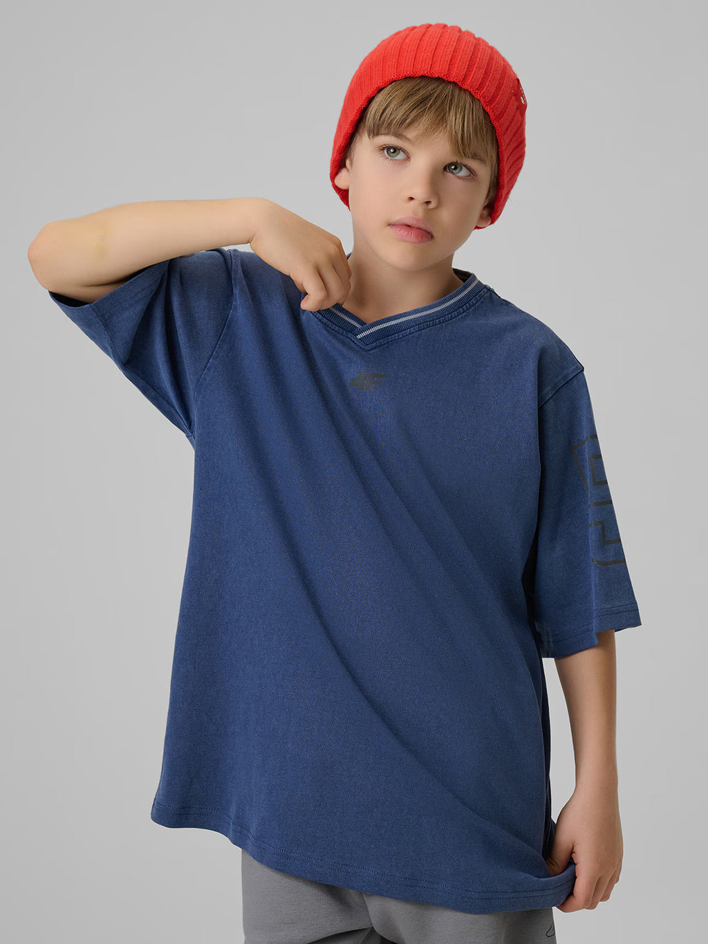 T-shirt loose z nadrukiem chłopięcy