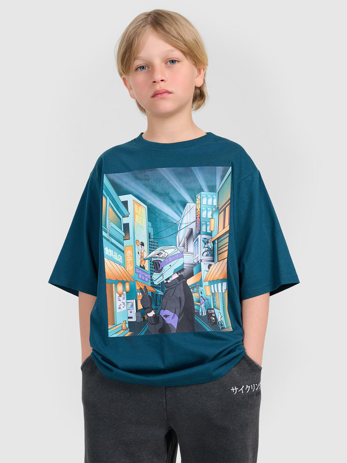 T-shirt oversize z nadrukiem chłopięcy