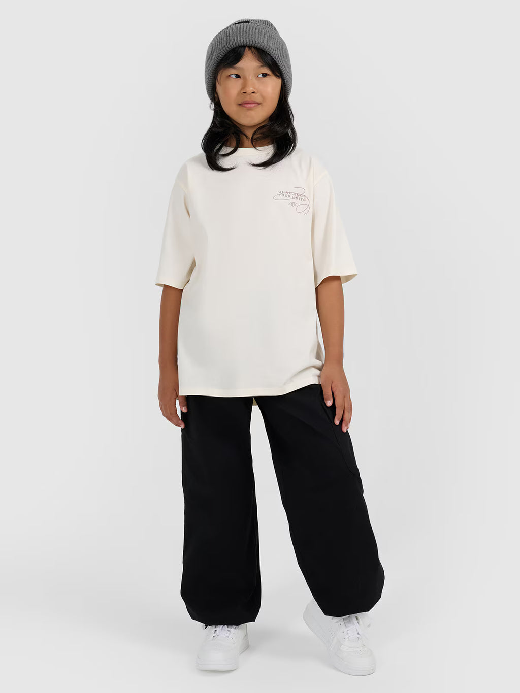 T-shirt oversize z nadrukiem dziewczęcy