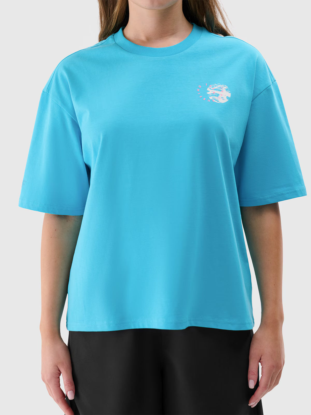 T-shirt oversize z nadrukiem damski